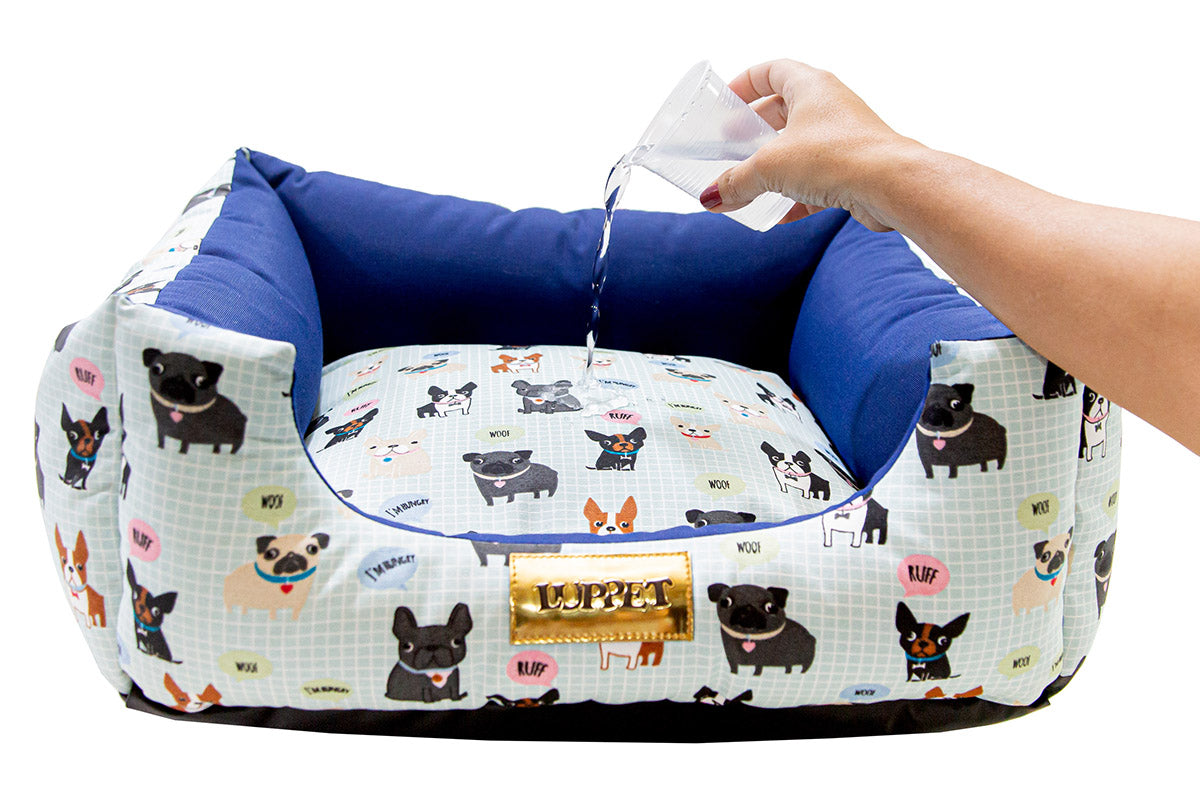 Cama para Cachorro Quadrada Impermeavel Luppet Azul Cachorrinho Tamanho:M