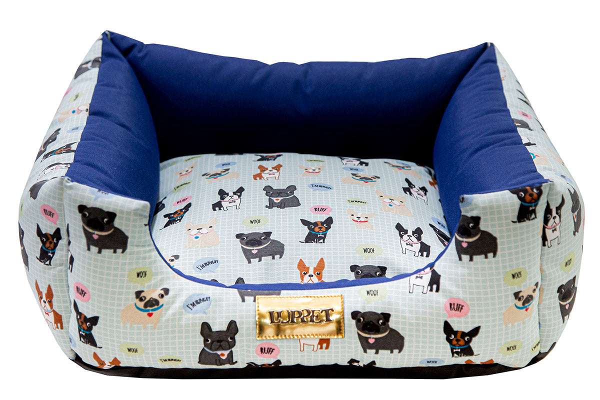 Cama para Cachorro Quadrada Impermeavel Luppet Azul Cachorrinho Tamanho:M