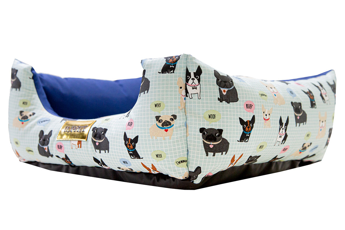 Cama para Cachorro Quadrada Impermeavel Luppet Azul Cachorrinho Tamanho:M